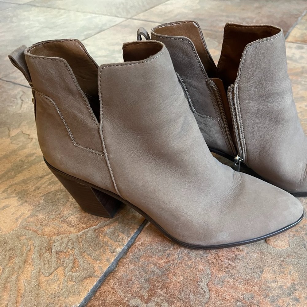 Taupe Franco Sarto short heeled booties size 10